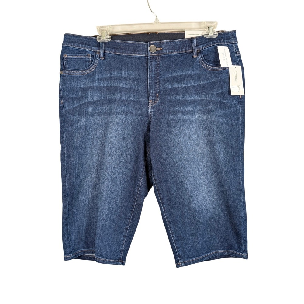 CJ Banks The Perfect Jean Skimmer Shorts Womens 18W Dark Wash Stretch Mid Rise